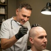 SMP treatment in a modern salon, showing the technician&rsquo;s precision and care