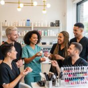 Diverse team of licensed aestheticians at New Concept Beauty Bar in a modern salon setting