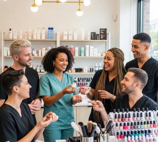 Diverse team of licensed aestheticians at New Concept Beauty Bar in a modern salon setting