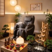 Japanese Head Spa setting with massage chair and calming decor