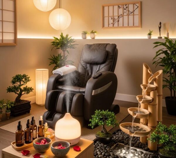 Japanese Head Spa setting with massage chair and calming decor