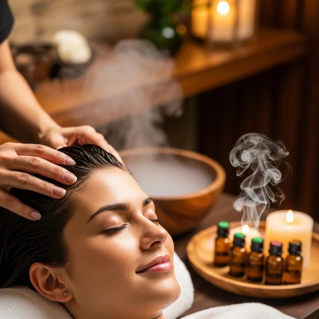 Professional performing Japanese scalp massage for hair growth