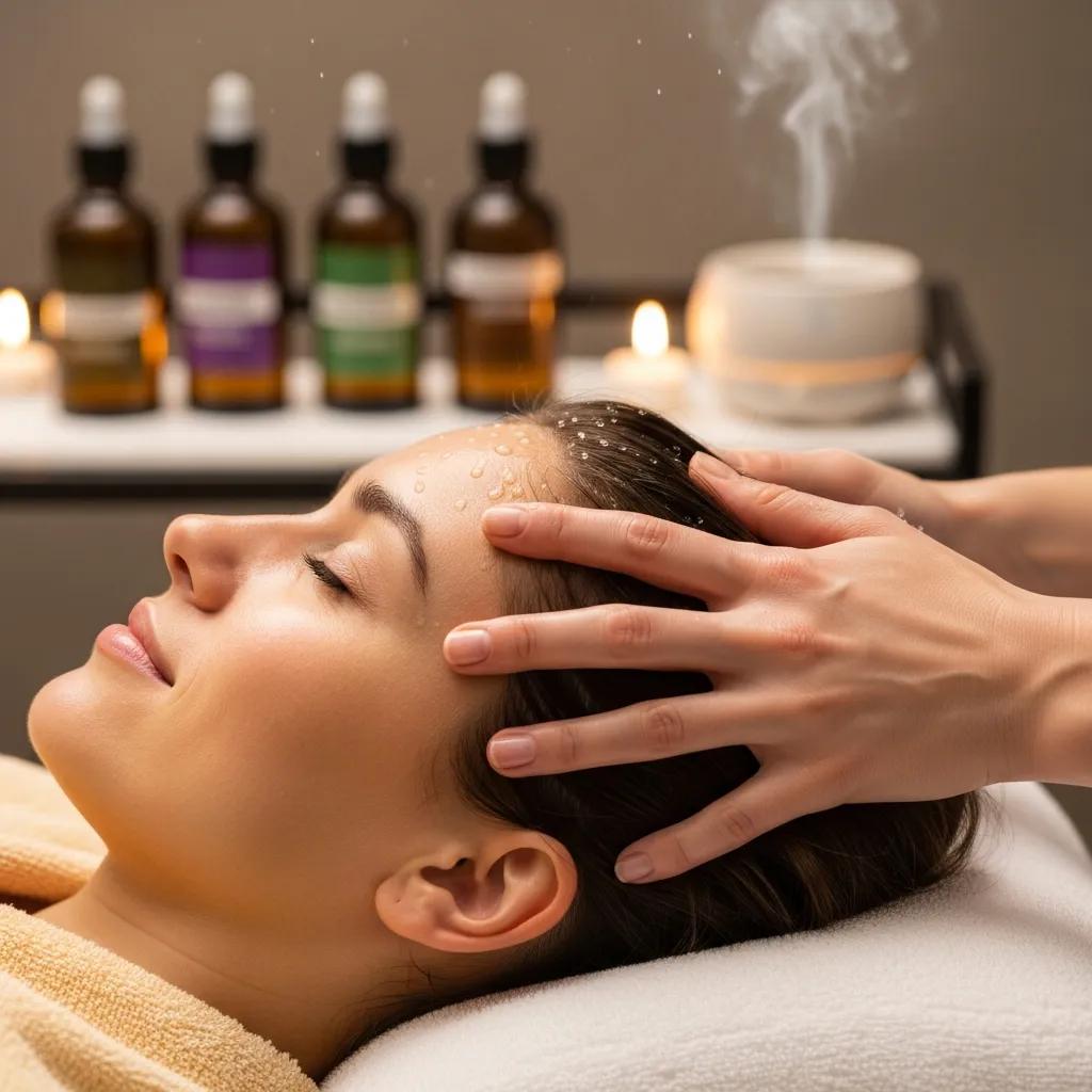 Therapist performing a scalp massage highlighting benefits for scalp health